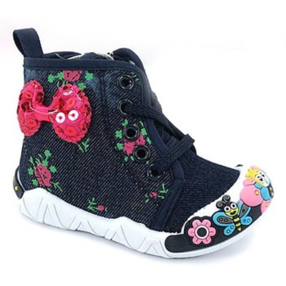 Adorable  Navy floral Papos high-top sneakers for infant girls size 0 New In Box